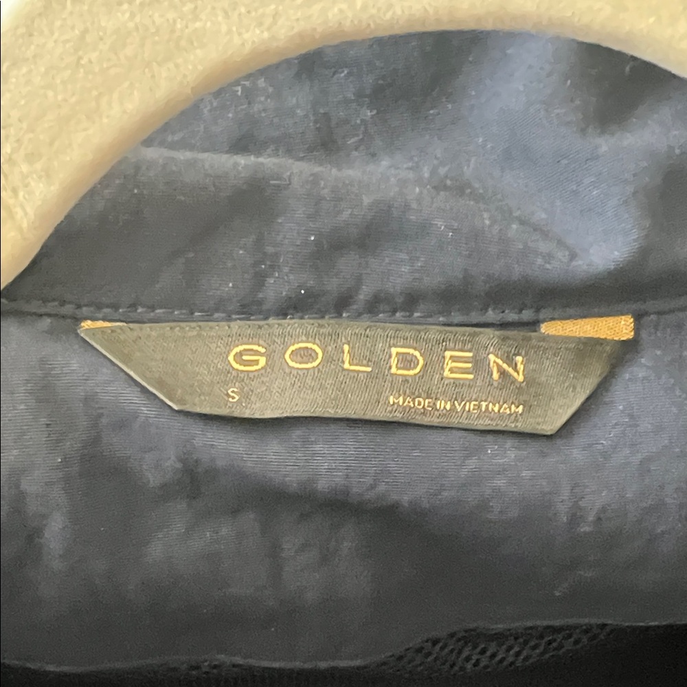 Aritzia Golden Brand Navy Bomber Jacket with White Stripes - Picture 3 of 4